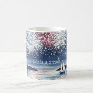 Leben ist ein Traum Feuerwerk Kaffeetasse