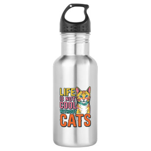 Leben ist nicht cool ohne Katzen Vintage-Katze-Shi Edelstahlflasche
