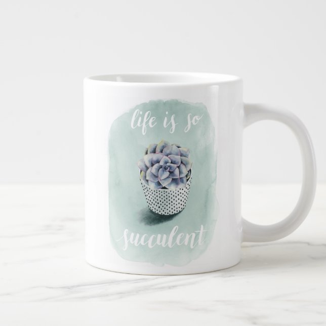 Leben ist Sukkulent I Jumbo-Tasse (Rechts)