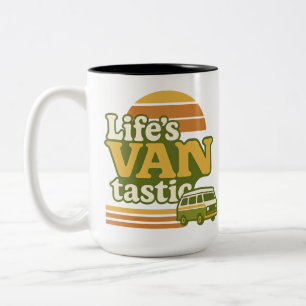 Leben ist VANtastisch Retro 70er Jahre Van Grafik Zweifarbige Tasse