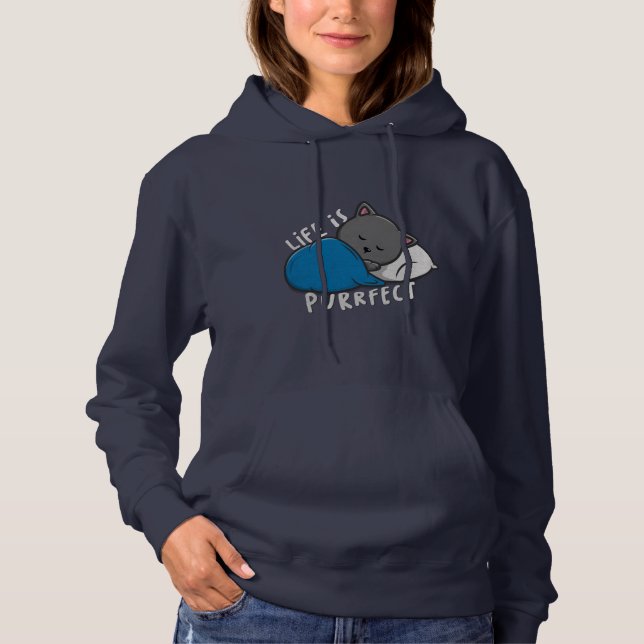 Leben ist Zweck - Schlafkatze Hoodie (Vorderseite)