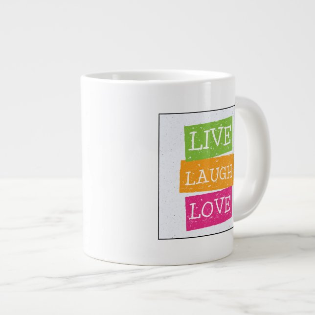 Leben Lachen-Liebe 2 Jumbo-Tasse (Vorderseite Rechts)