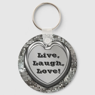 Leben, lachen, Liebe! Glitzer Schlüsselanhänger