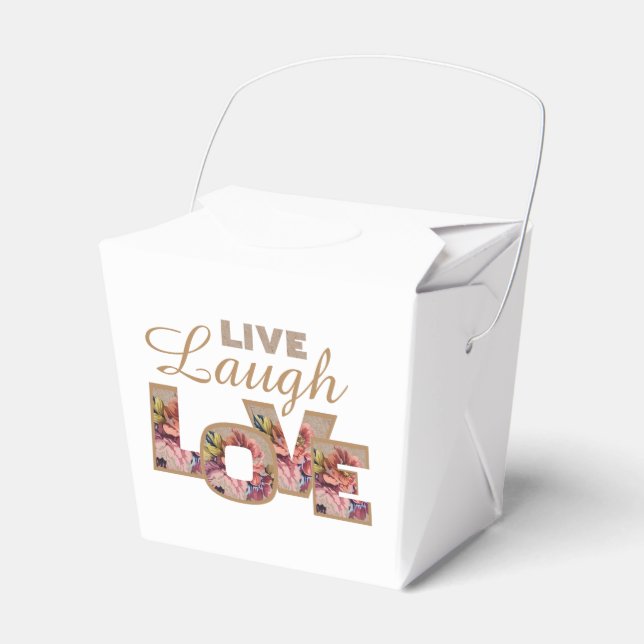 Leben, Lachen, Liebe rustikale Blumenbriefe Geschenkschachtel (Vorderseite)