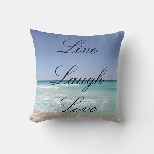 Leben Lachen-Liebe-Strand-Ozeanthrow-Kissen Kissen (Vorderseite)