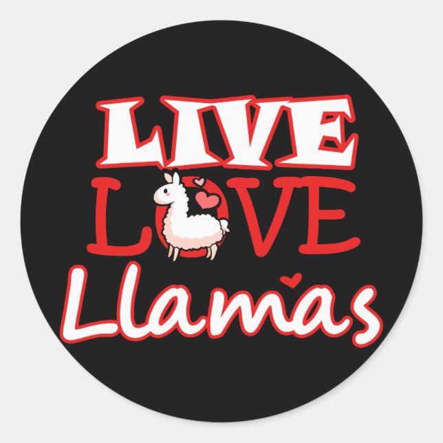 Leben, Liebe, Llamas Runder Aufkleber (Vorderseite)