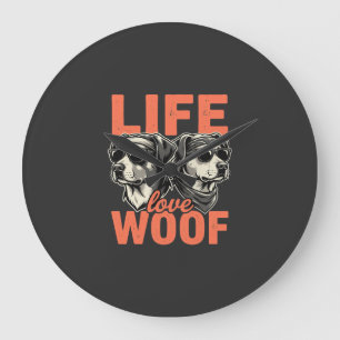 Leben Liebe Wuff Hunde Liebhaber Große Wanduhr