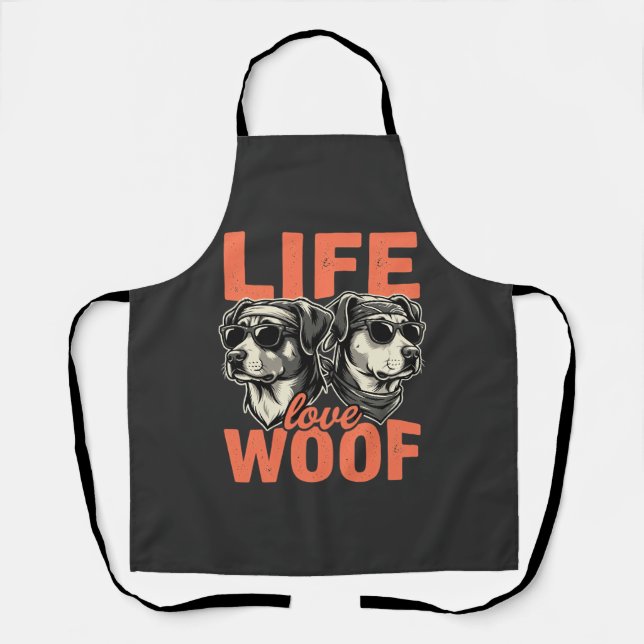 Leben Liebe Wuff Hunde Liebhaber Schürze (Vorderseite)