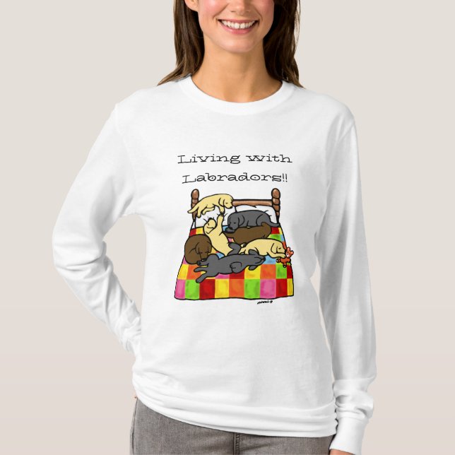 Leben mit Labradors Cartoon T-Shirt (Vorderseite)