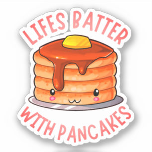 Leben mit Pfannkuchen - Niedlicher Pancake Pub Aufkleber