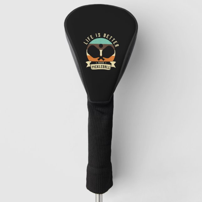 Leben mit Pickleball-Ironie-Rente Golf Headcover (Vorderseite)