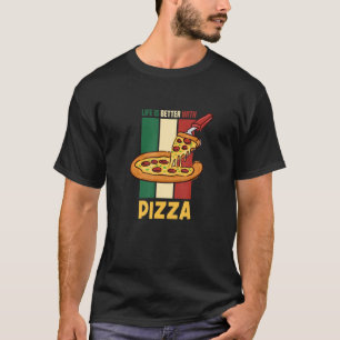 Leben mit Pizza Ironic Sprichwort Italienische Foo T-Shirt