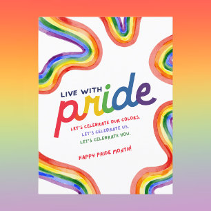 Leben mit Pride Rainbow Watercolor Postkarte