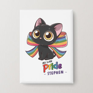 Leben mit Stolz - Rainbow Cat LGBTQ Stolz Button