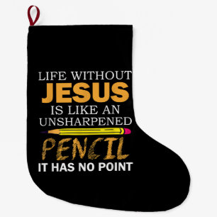 Leben ohne Jesus Lustige christliche religiöse Gla Großer Weihnachtsstrumpf
