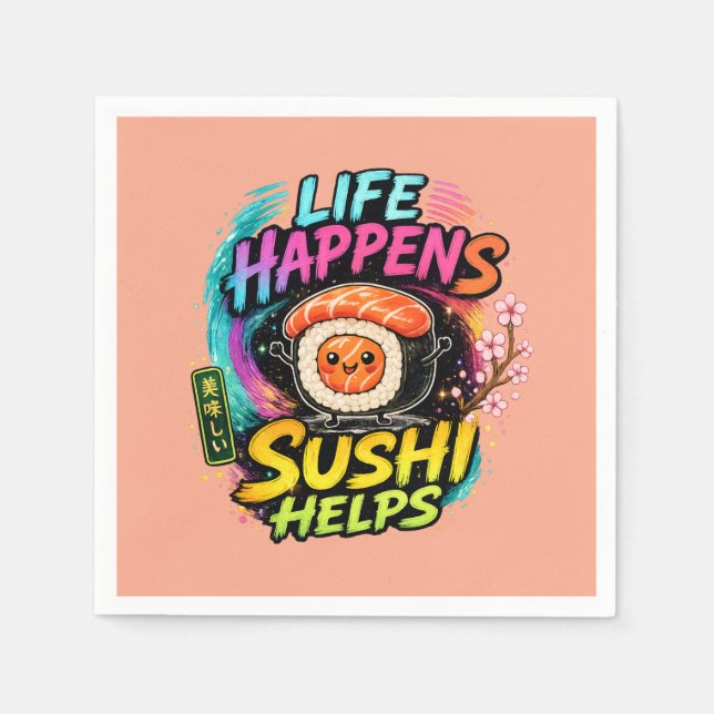 Leben passiert Sushi hilft Serviette (Vorderseite)
