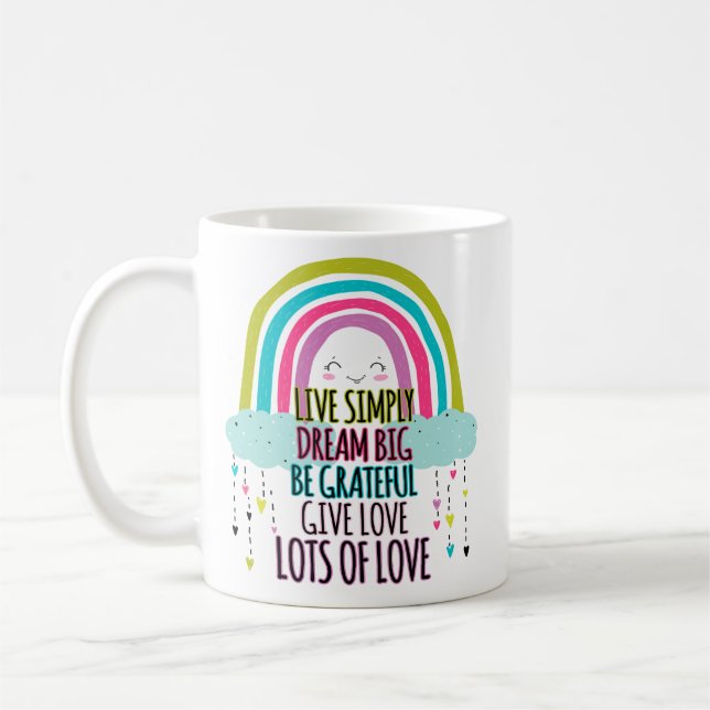 Leben Sie einfach träumen Big Be Dankbarkeit geben Kaffeetasse (Links)