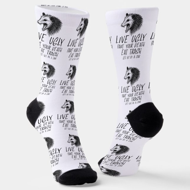 Leben Sie hässlich Fake Ihr Tod essen Müll Funny O Socken (Gewinkelt)