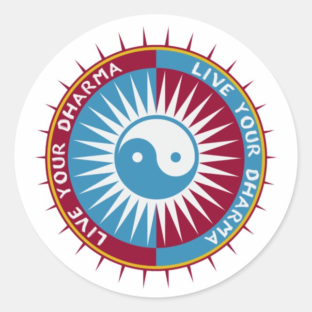 Leben Sie Ihr Dharma Runder Aufkleber (Vorderseite)