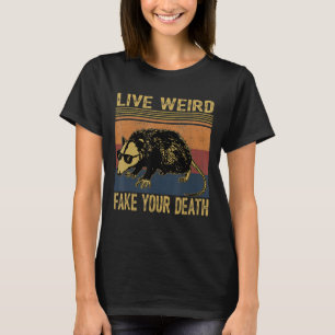 Leben Sie komisches Fake Ihr Tod Opossum Ugly Katz T-Shirt