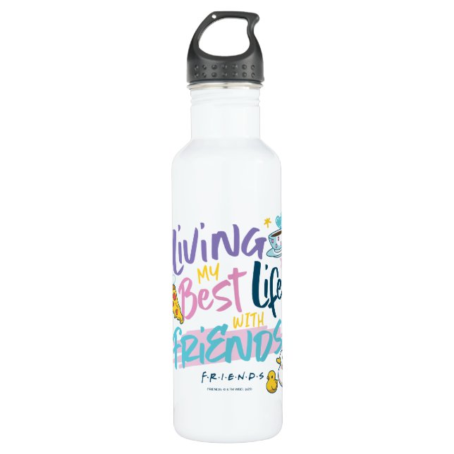 Leben Sie mein bestes Leben mit FRIENDS™ Edelstahlflasche (Vorderseite)