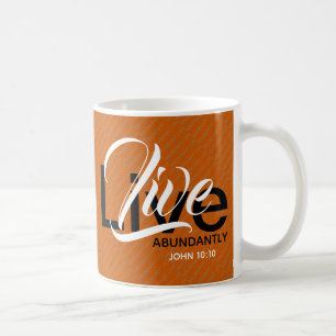 LEBEN ÜBER Christlichen Überfluss Leben Orange Kaffeetasse