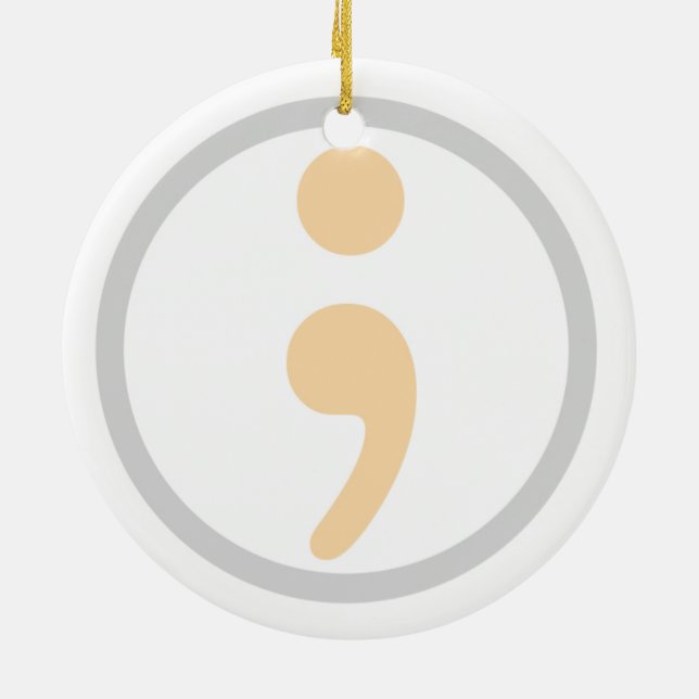 Leben wert lebende Semikolon-Weihnachtsverzierung Keramikornament (Hinten)