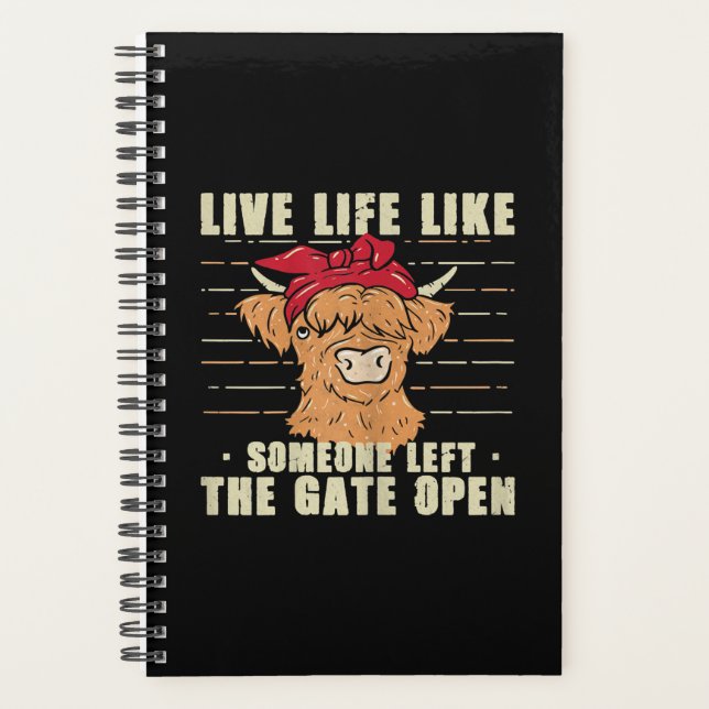 Leben wie jemand, der das Gate Open Cow Geschenk V Planer (Vorderseite)