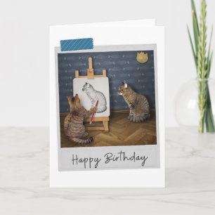 Leben Zeichnend Katzen Funny Geburtstagskarte Karte