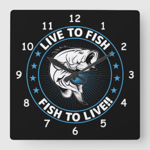 Leben zum Fischen, Fisch zum Leben Quadratische Wanduhr