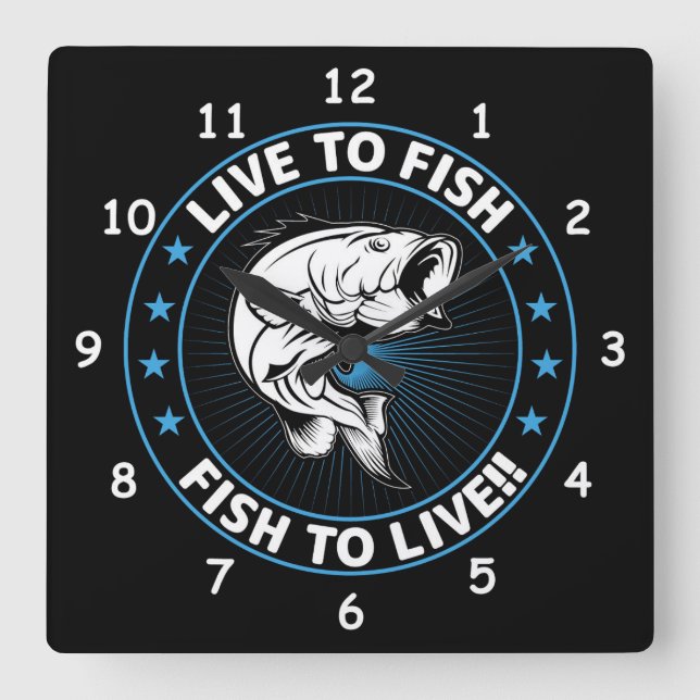 Leben zum Fischen, Fisch zum Leben Quadratische Wanduhr (Vorderseite)