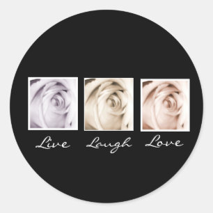 Lebend, lachen, Liebe 3 Rose Aufkleber