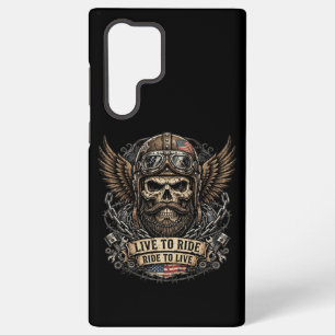 Lebend zum Reiten Bärtiger Totenkopf Biker Samsung Galaxy Hülle