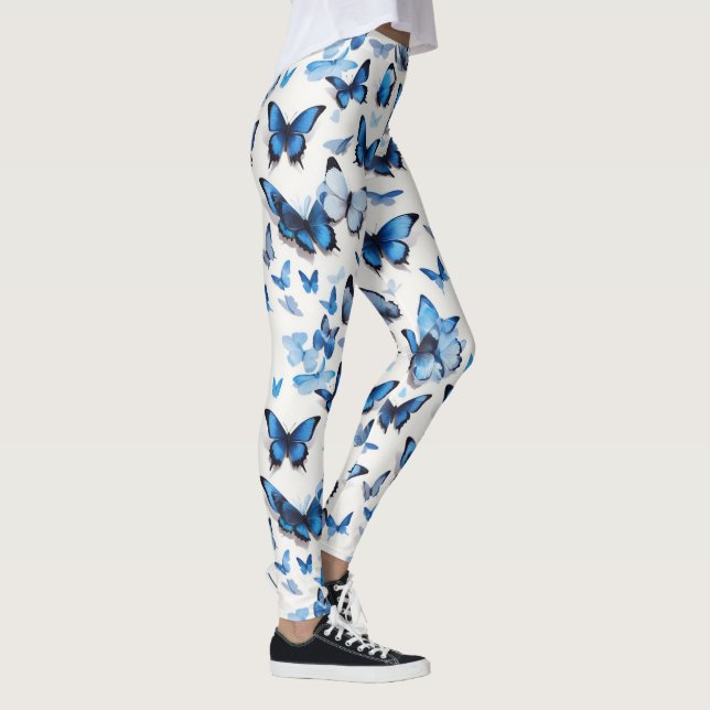 Lebende blaue Schmetterlinge Leggings (Rechts)