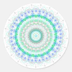 Lebende grüne Mandala-Kaleidoskopaufkleber Runder Aufkleber