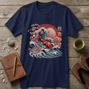 Lebende Koi-Fischwelle - japanischer Ukiyo-e-T - S T-Shirt