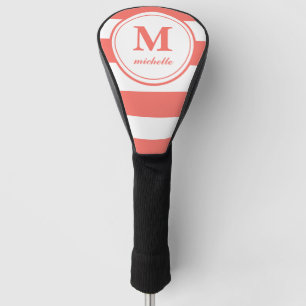 Lebende Koralle stripes personalisiertes Golf Headcover