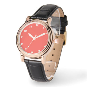 Lebende Korallenfarbe Armbanduhr