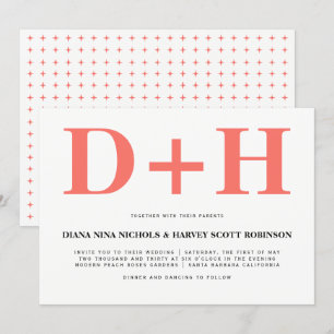 Lebende Koralleninitialen mutige Typografie Hochze Einladung