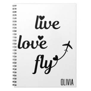 Lebende Liebe FlugTypografie & Herz, Flugzeug Notizblock