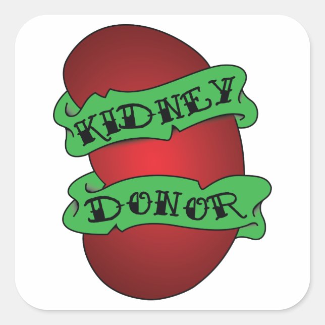 Lebende Niere Donor Tattoo Quadratischer Aufkleber (Vorderseite)