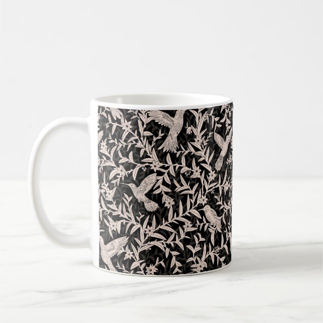 Lebende Vögel blättern whimsical anthrazit Kaffeetasse (Links)