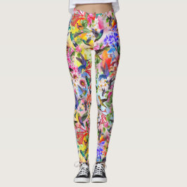 Lebende Vögel und Blume Leggings