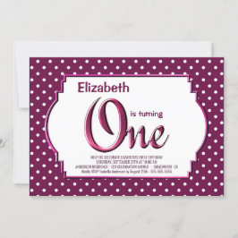 Lebendes Berry Red Polka Dot 1. Geburtstag Party Einladung