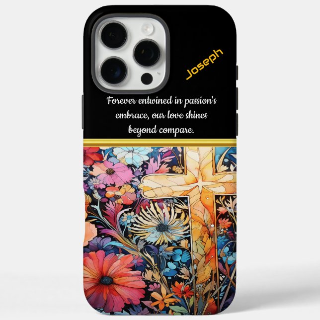 Lebendes Kreuz mit blühenden Blume iPhone 16 Pro Max Hülle (Rückseite)