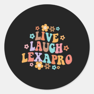 Lebendes Lachen Lexapro Groovy Psychische Therapie Runder Aufkleber