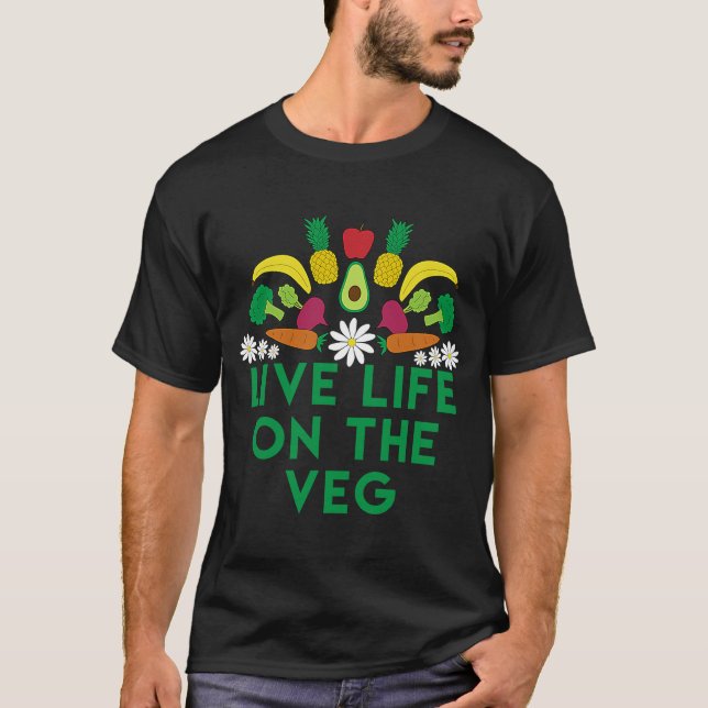 Lebendes Leben auf dem Veg Vegetarier Veganen Rohk T-Shirt (Vorderseite)