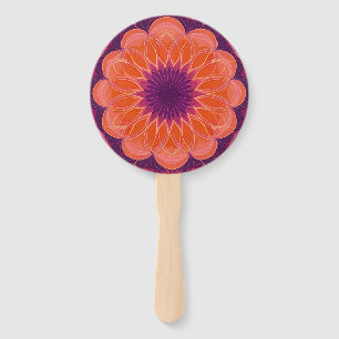 Lebendes Orange mit Lila Kaleidoskop Fächer