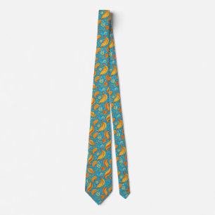 Lebendes Paisley Delight: Helles Orange und Gelb Krawatte