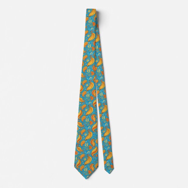 Lebendes Paisley Delight: Helles Orange und Gelb Krawatte (Vorderseite)